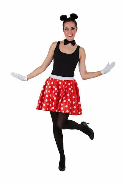 Roter Retro Rock mit weißen Punkten für Karneval