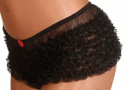 edler Schwarzer Rüschenslip Damen mit Spitze - verführerisch