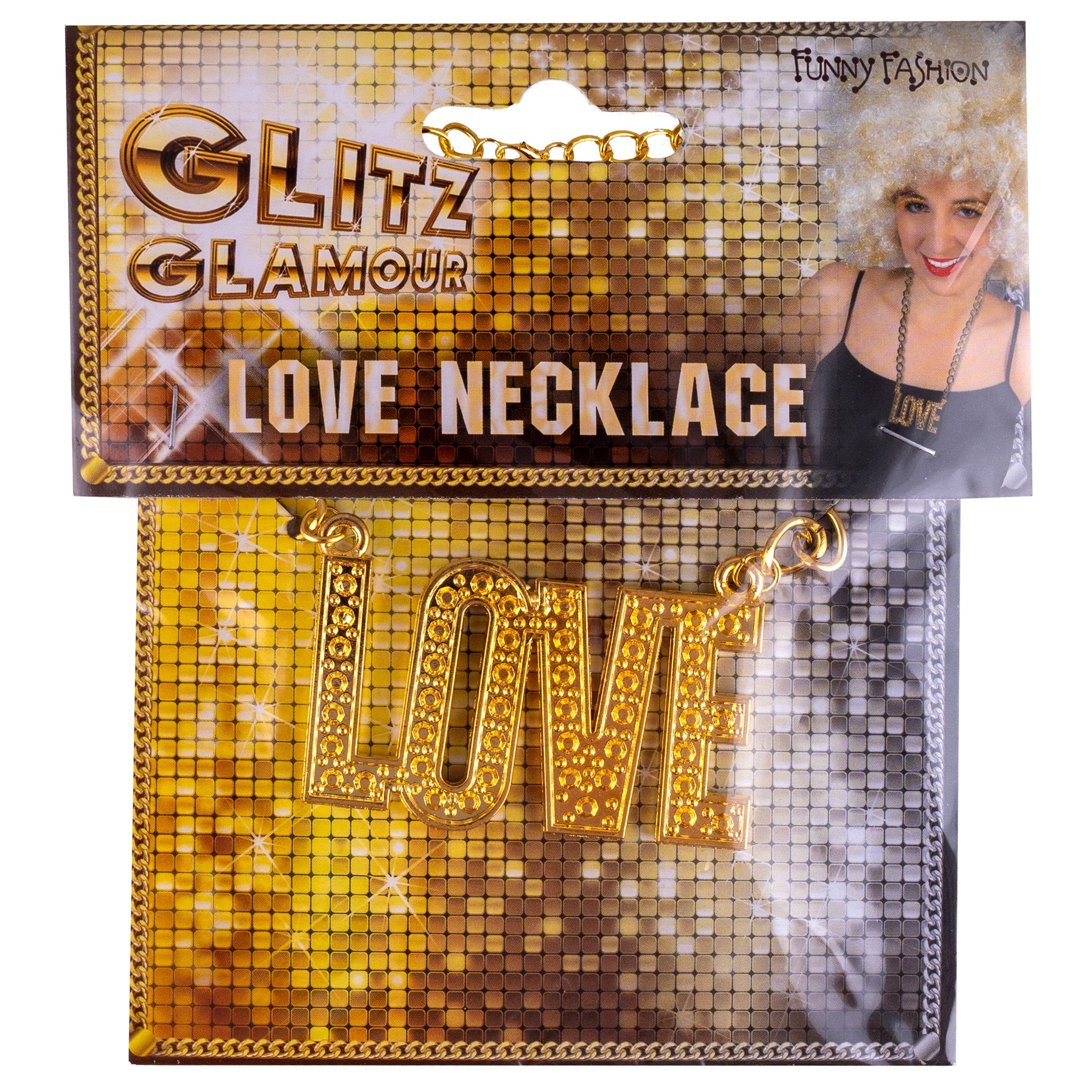 Goldfarbene LOVE Kette Punk Gothic Karneval