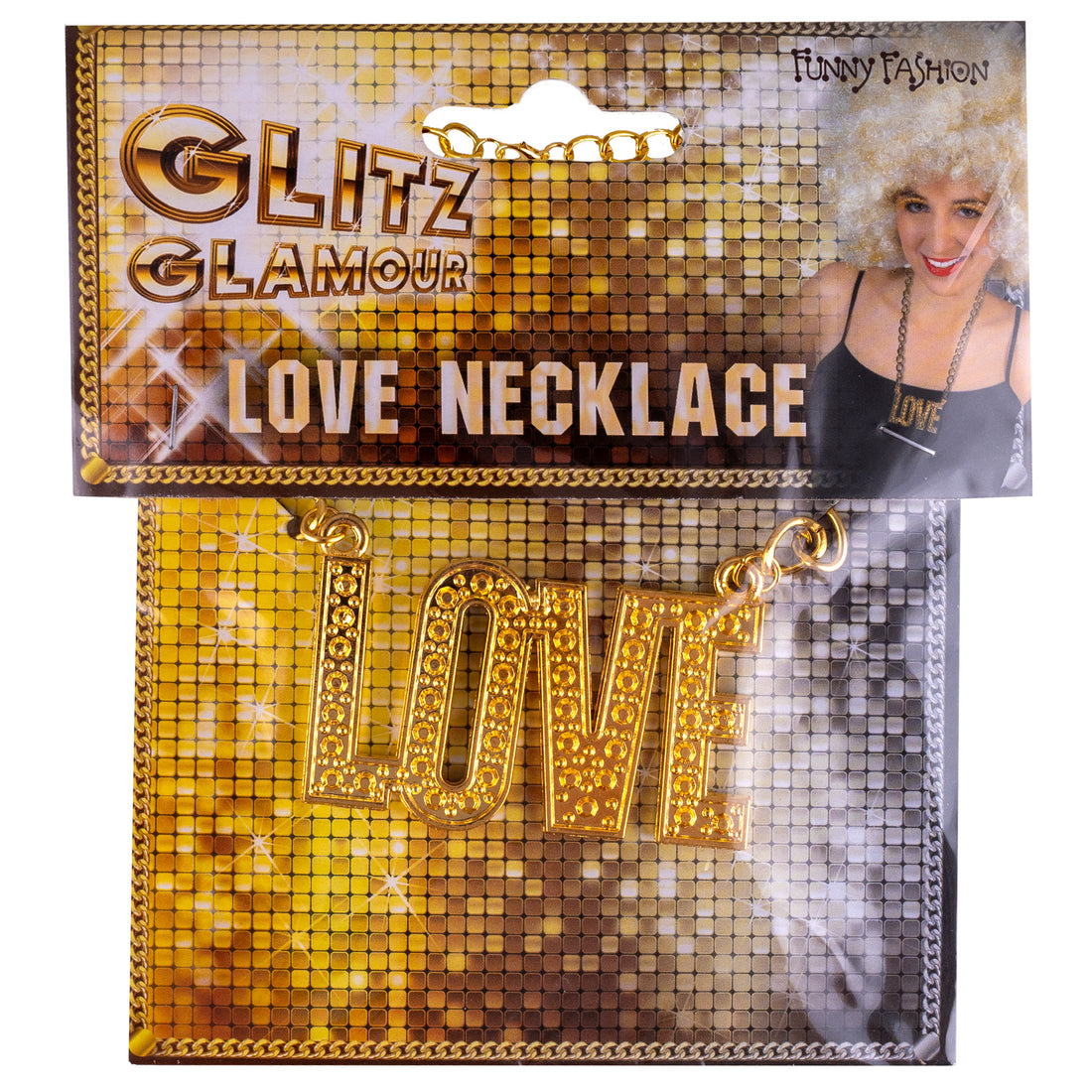 Goldfarbene LOVE Kette Punk Gothic Karneval