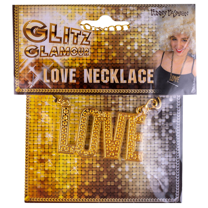 Goldfarbene LOVE Kette Punk Gothic Karneval