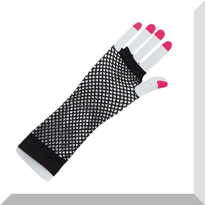 „80er Jahre Netz-Handschuhe pink oder schwarz für Karneval und Disco“