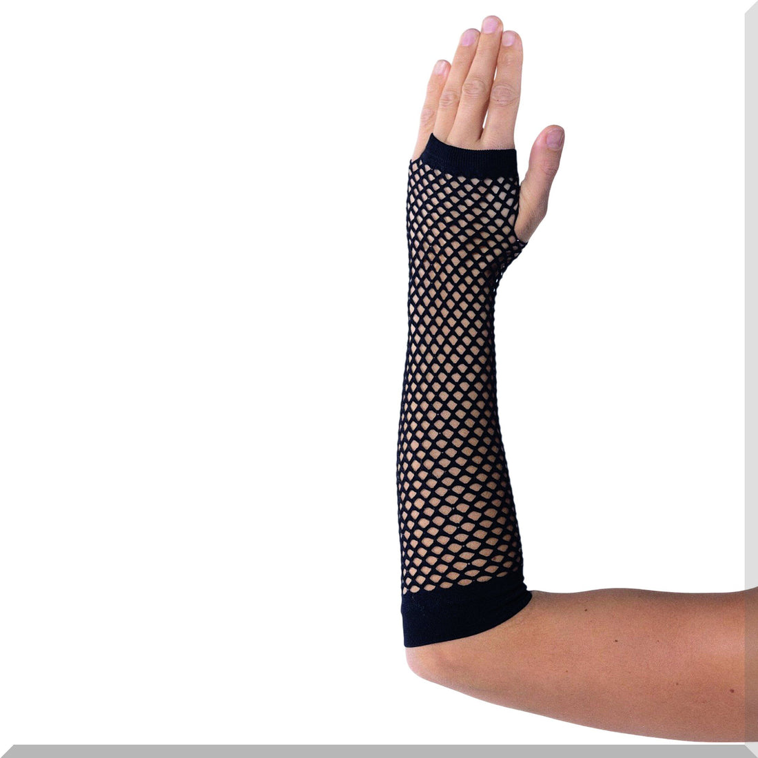 Schwarze Netz-Handschuhe im 80s Look für Karneval und Kostümfeste