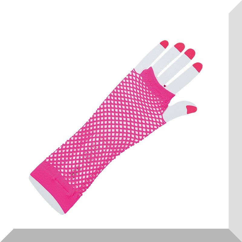 „Netz-Handschuhe im Neon-Style für 80er Jahre Kostüm und Mottoparty“