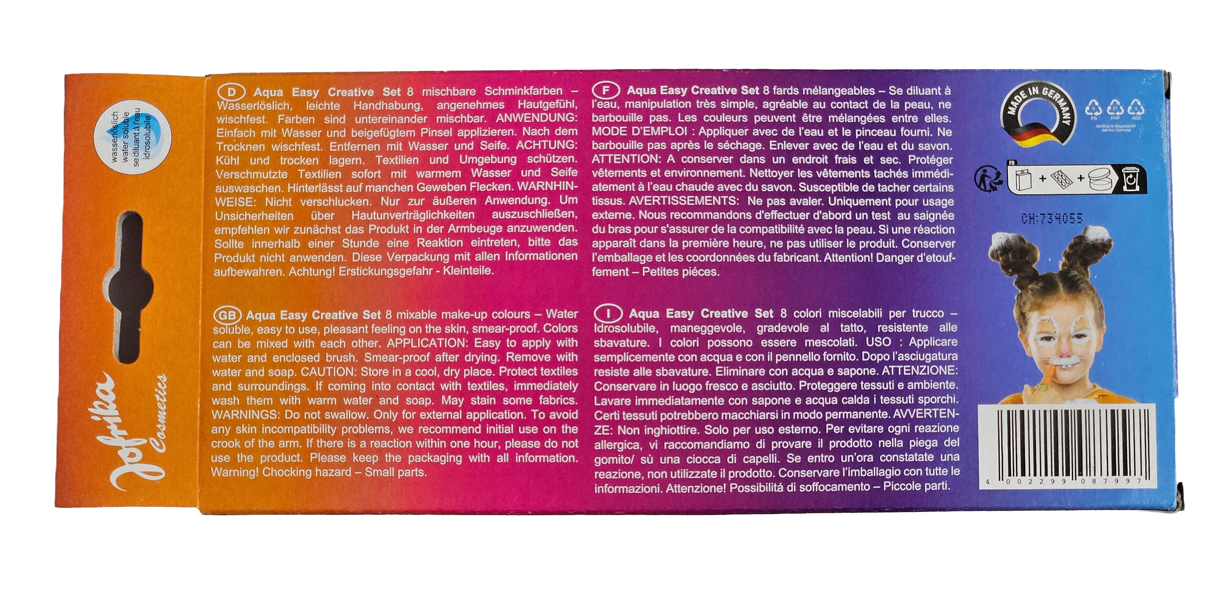 Schminkpalette Wasserbasierte Aqua Farben für Gesicht & Körper