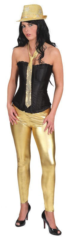 Glänzende goldene Party Leggings Damen