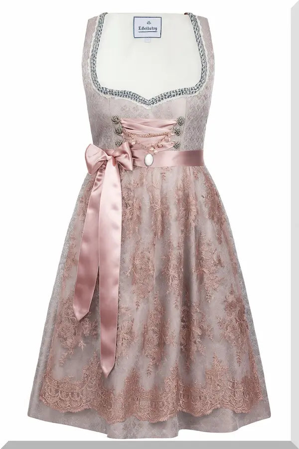 Edelnice Dirndl Aurelie Silbergrau Midi 60 cm Damen