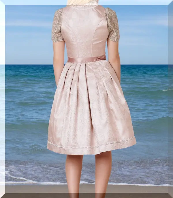 Rückansicht Dirndl Kailia – Rosa Hellgrau Gold Trachtenmode