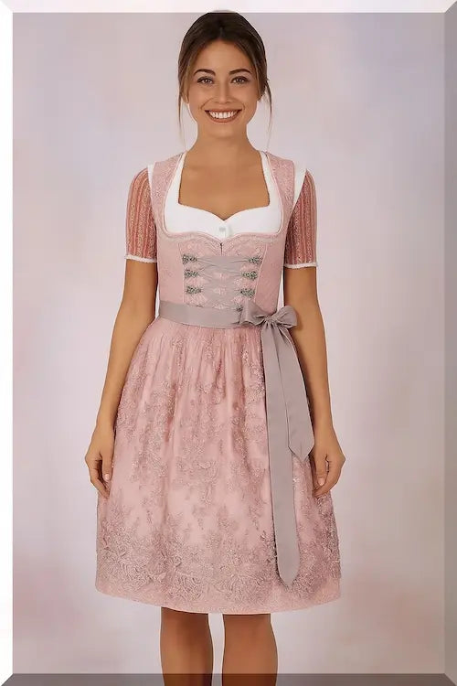 Krüger Dirndl Luria Midi 60 cm in Rosa – Vorderansicht