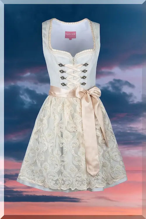 Krüger Dirndl Dalina Midi 60 cm mit edler Spitze – Vorderansicht