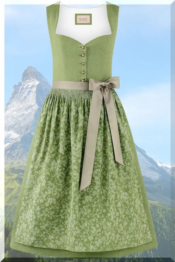 Stockerpoint Dirndl Edonita in Schilfgrün – 70 cm Midi-Dirndl – Trachtenmode Edonita