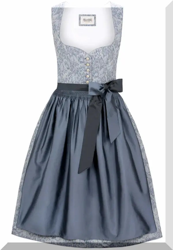 Stockerpoint Dirndl Leonie in Grau-Blau – Midi-Dirndl 70 cm – Vorderansicht