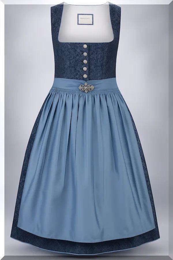 Stockerpoint Dirndl Leonora Midi 70 cm in Blau – Vorderansicht