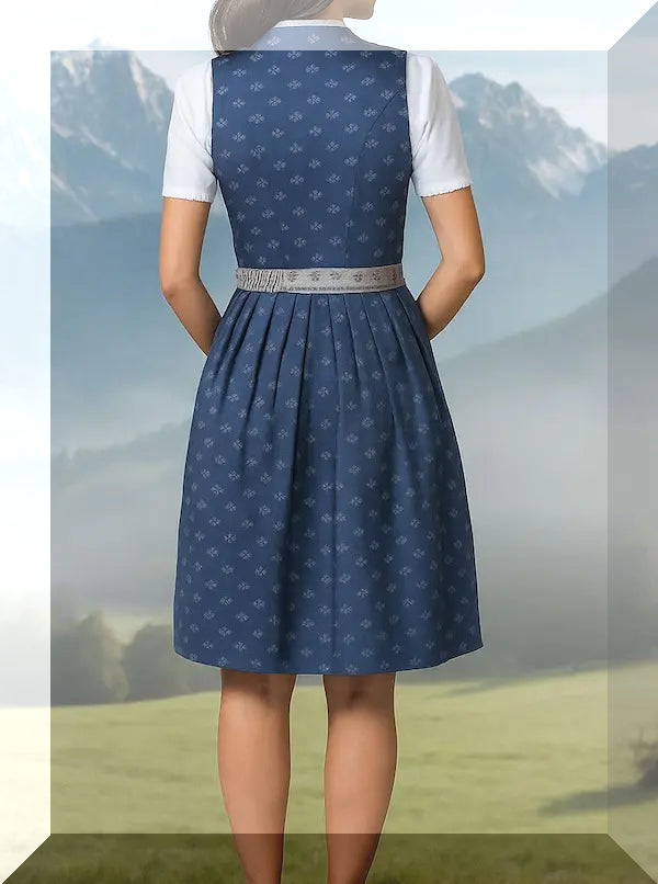 Rückansicht Dirndl Amalie – dunkelblau/graues Trachtenkleid