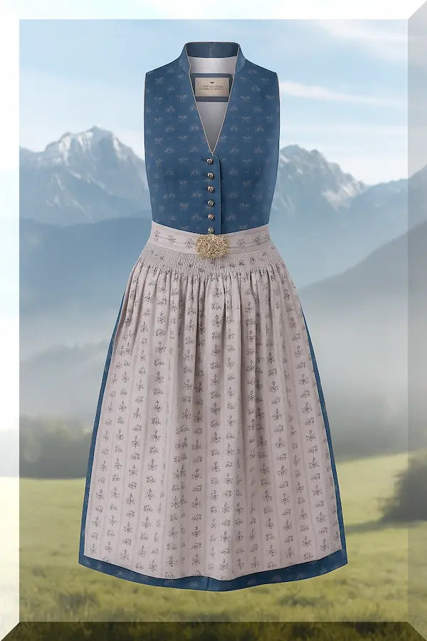 Stockerpoint Dirndl Amalie in Dunkelblau und Grau – Vorderansicht