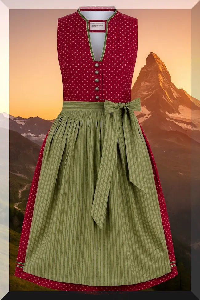 Stockerpoint Dirndl Bella Bordeaux hochgeschlossen Midi Damen