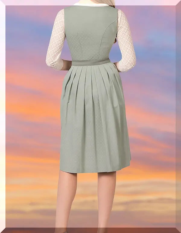 Rückansicht Dirndl Megan salbei  Detail Stoff und Muster
