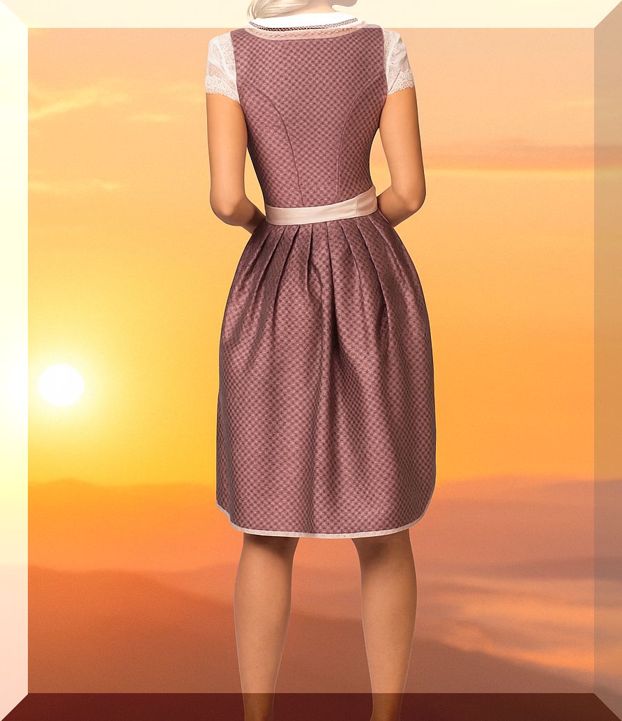 Dirndl Antonia Rosenholz mit Jacquard Muster und Satinband