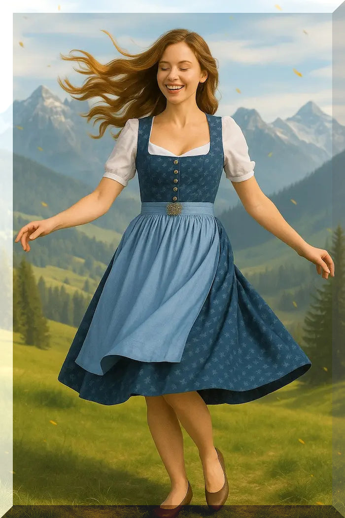 Stockerpoint Dirndl Fanny in Dunkelblau – Trachtenmode Vorderansicht