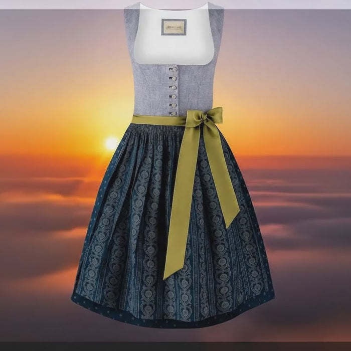 Stockerpoint Dirndl Eleen Dunkelblau Midi 65 cm - Elegantes Damen Dirndl