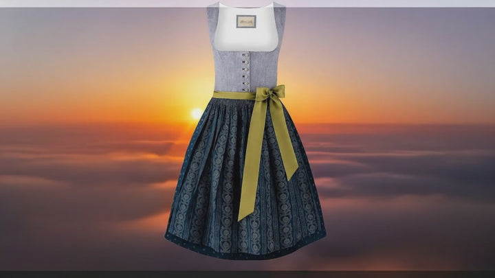 Stockerpoint Dirndl Eleen Dunkelblau Midi 65 cm - Elegantes Damen Dirndl