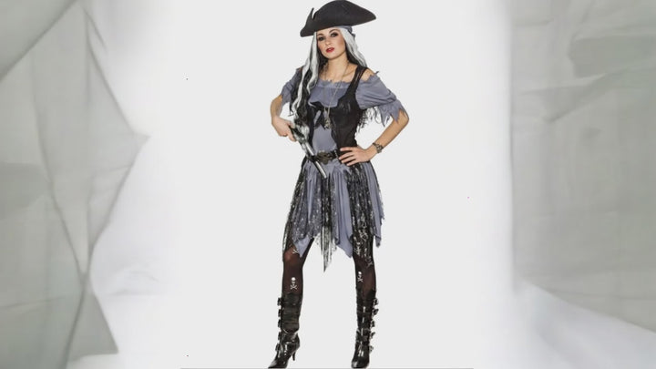 Piratin Vampir Zombie Kostüm Damen – mit Bluse, Rock & Weste für Halloween & Karneval
