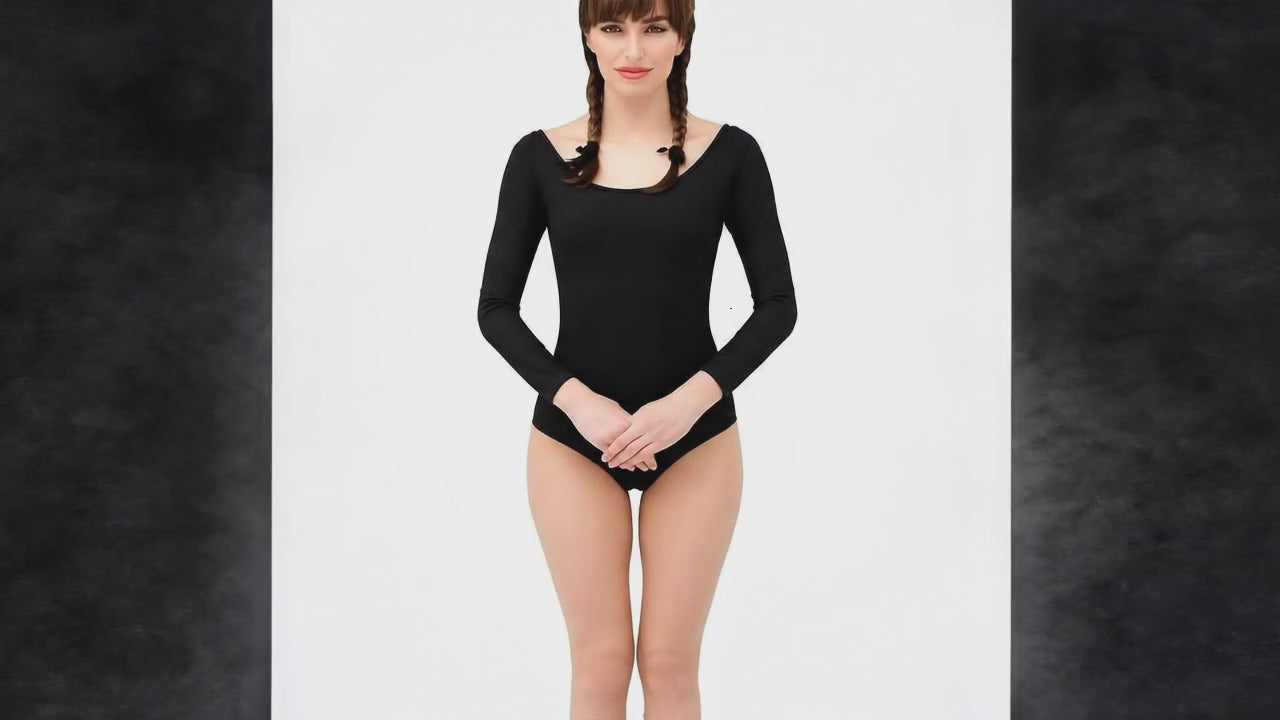 Carmen Body Schwarz schulterfrei – Langarm Damenbody für Karneval & Fasching
