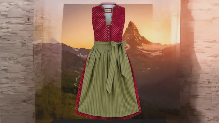 Stockerpoint Dirndl Bella Bordeaux Midi 70 cm - Hochgeschlossenes Trachtenkleid