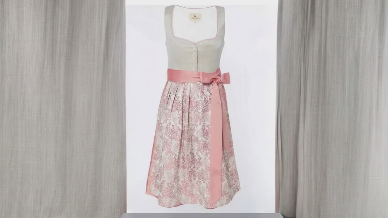 Dirndl Mila Alpentrachten Grau/Rosa Midi