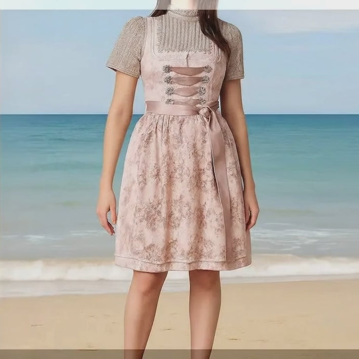 Dirndl Kailia Krüger Madl Rosa/Hellgrau/Gold Midi