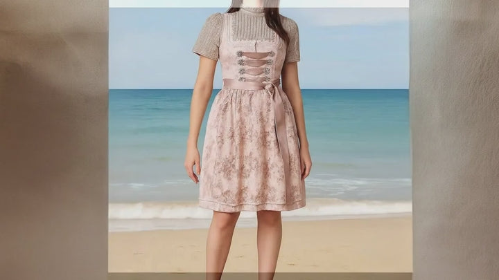 Dirndl Kailia Krüger Madl Rosa/Hellgrau/Gold Midi