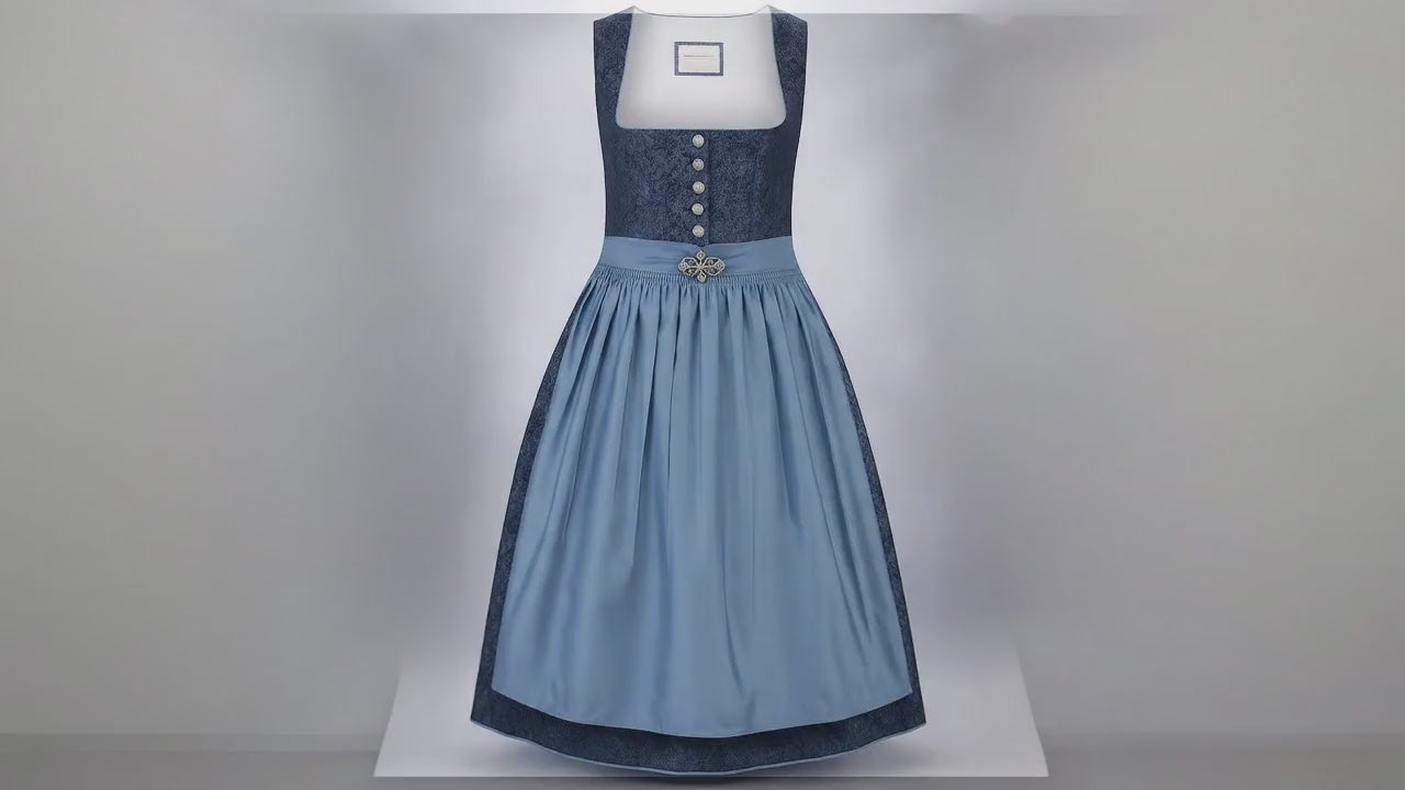 Stockerpoint Dirndl Leonora Blau Midi – Elegantes Trachtenkleid für Damen