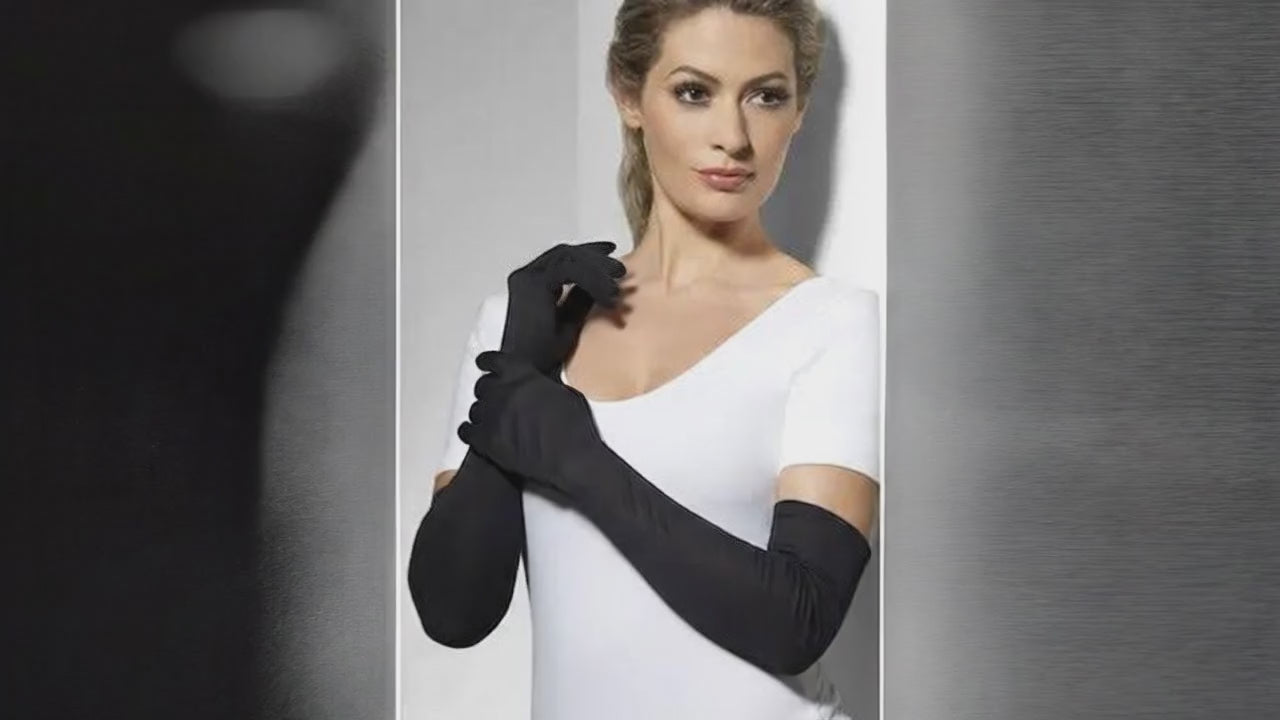 Lange Schwarze Elegante Handschuhe – Stretc
