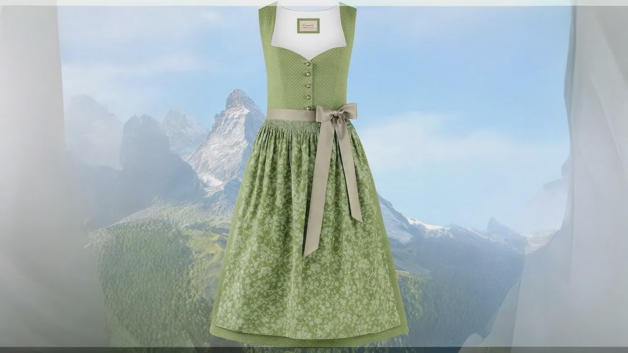 Stockerpoint Dirndl „Edonita" Schilfgrün – Elegantes Midi Dirndl 70 cm