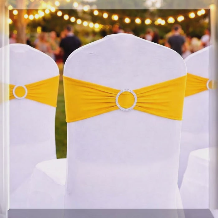 Stretch Stuhlschärpen Goldgelb - Spandex Stuhlbänder Hochzeit