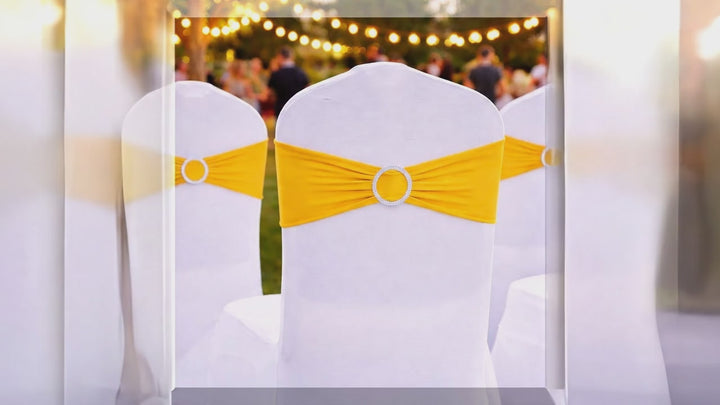 Stretch Stuhlschärpen Goldgelb - Spandex Stuhlbänder Hochzeit