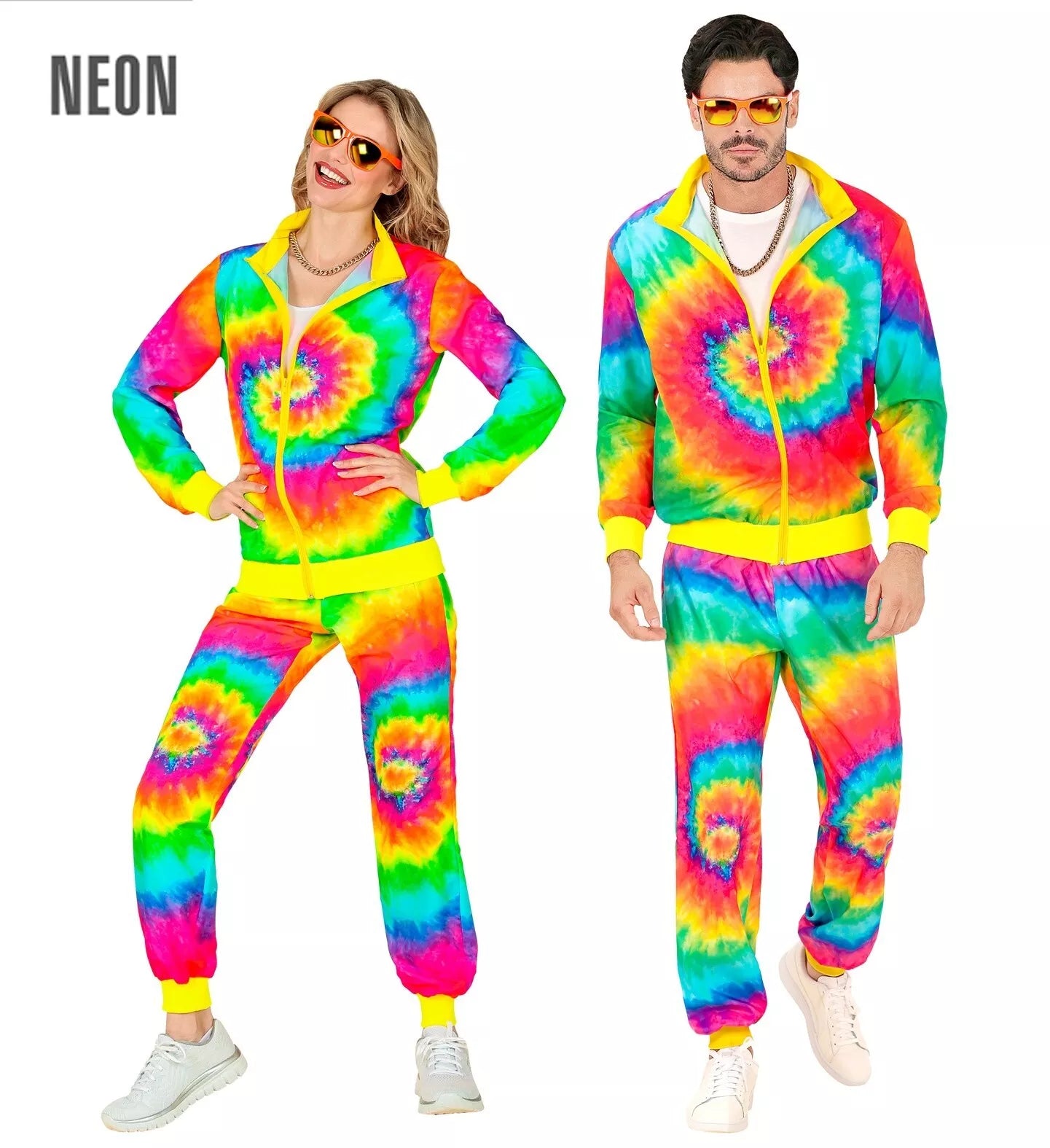 Milano Neon Trainingsanzug 80er Jahre Batik Optik Karneval Fasching Party Unisex