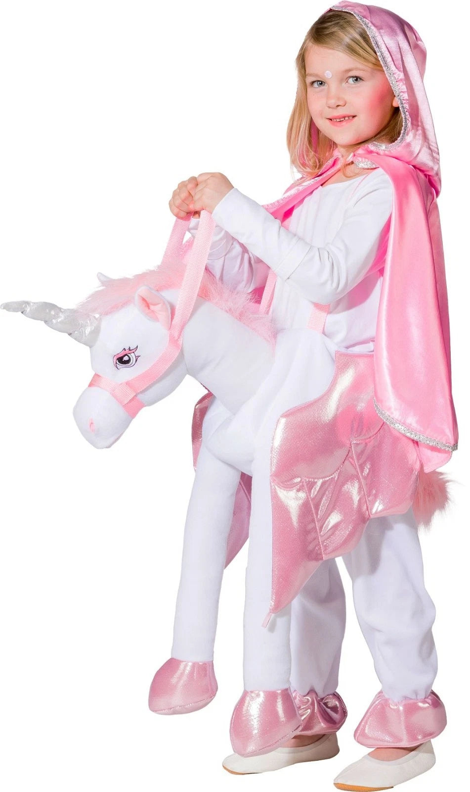 Kinderkostüm reitendes Einhorn zum Hineinsteigen