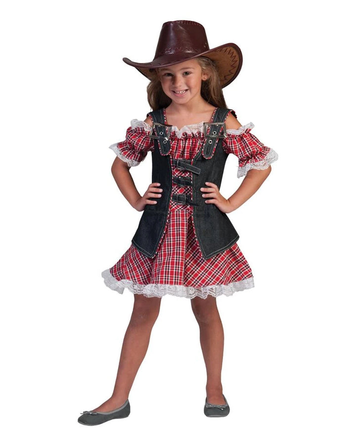 Detailansicht Kinder Cowboy Kostüm Mädchen – Kleid und Weste
