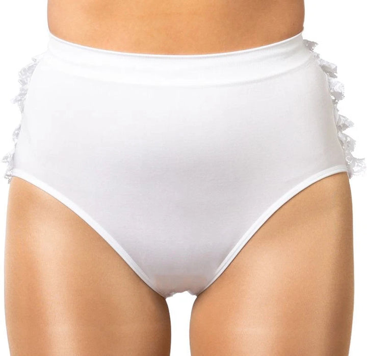 Weißer Damen Tanzslip mit Rüschen und Spitze für Karneval und Fasching