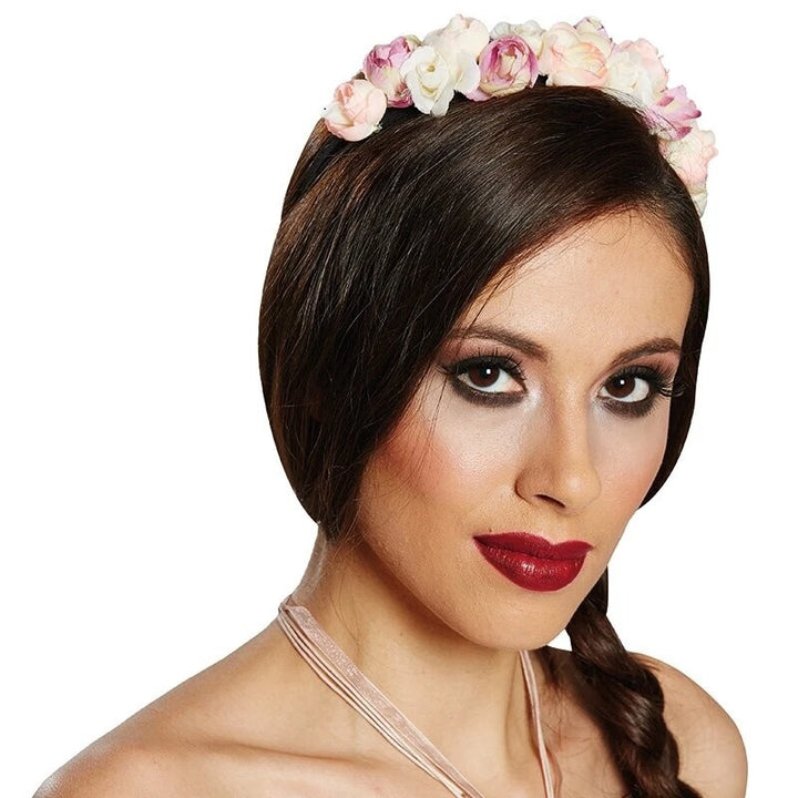 Blumenhaarreif mit Stoffrosen für Hochzeit und Dirndl