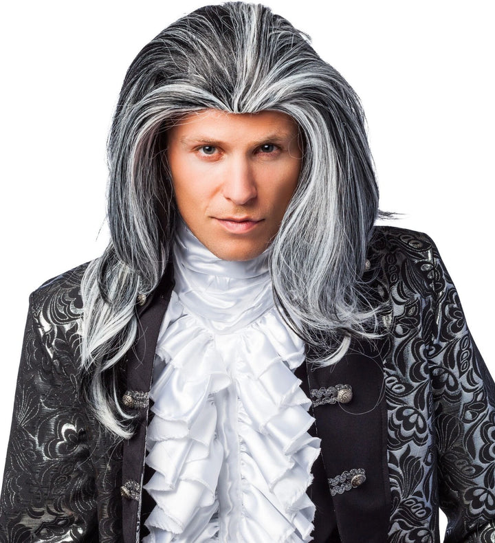 Lange graue Graf Perücke Vampir