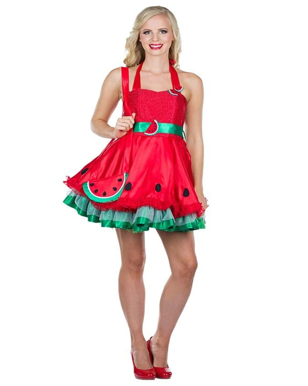 Sexy Melonen Damen Kostüm mit Tasche – Party Kleid
