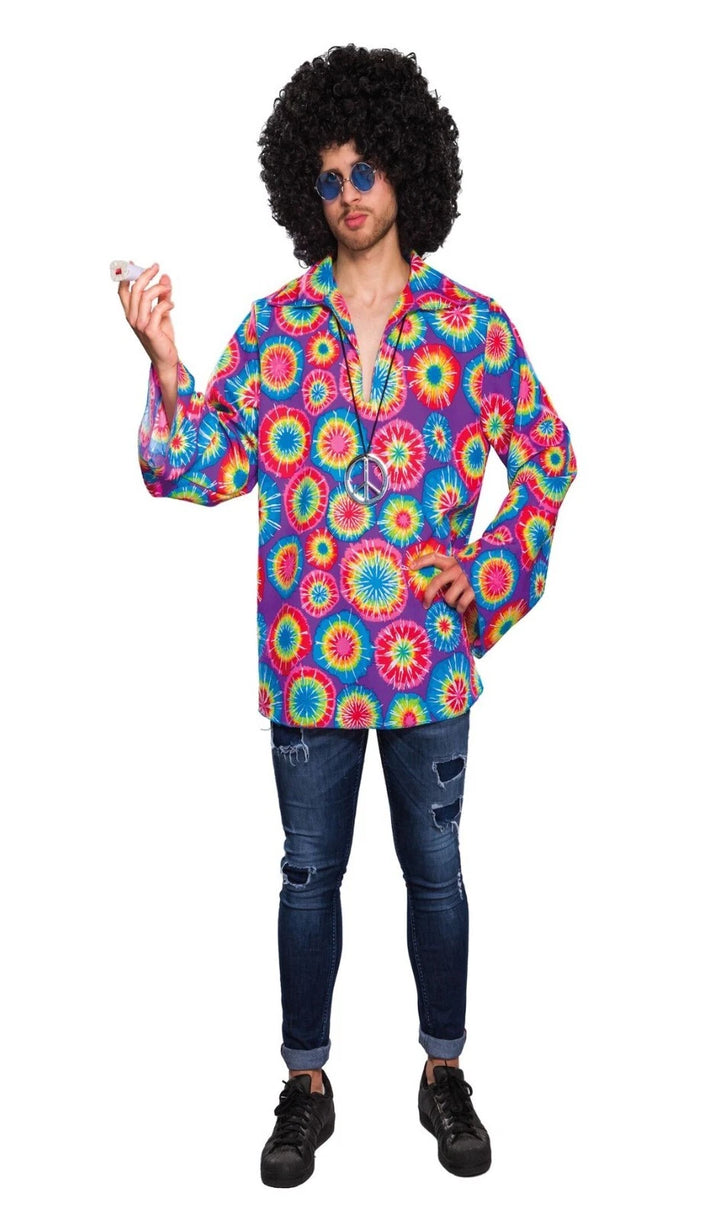 Buntes Hippie Hemd für Herren im 70er-80er Stil