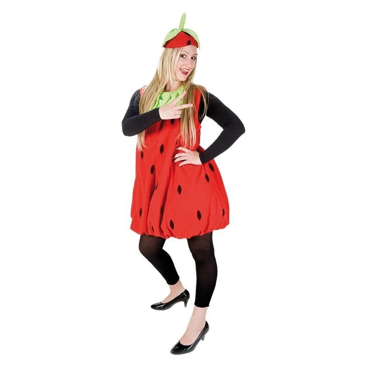 Freches Erdbeeren-Kostüm für Damen aus Plüsch – Vorderansicht