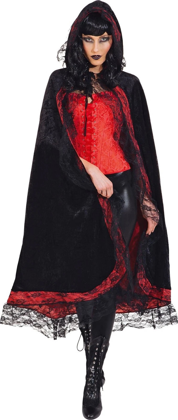 Vampirumhang schwarz rot mit Spitze Elegant