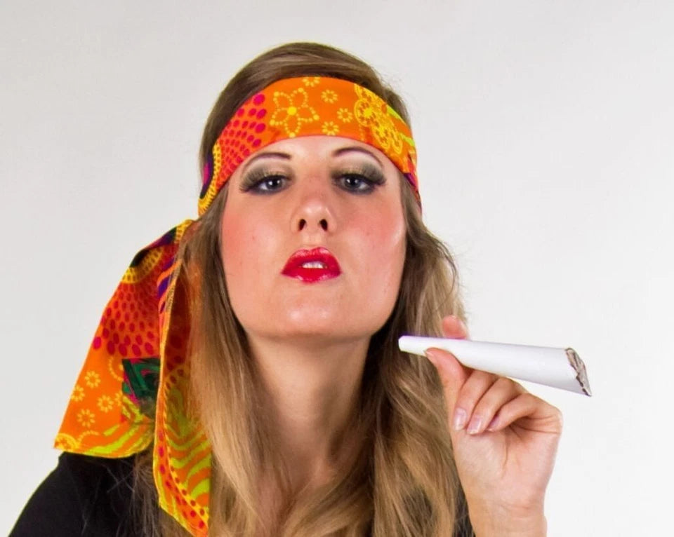 Blumenhaarband Hippie mit bunten Blüten – 60er 70er Jahre Stil