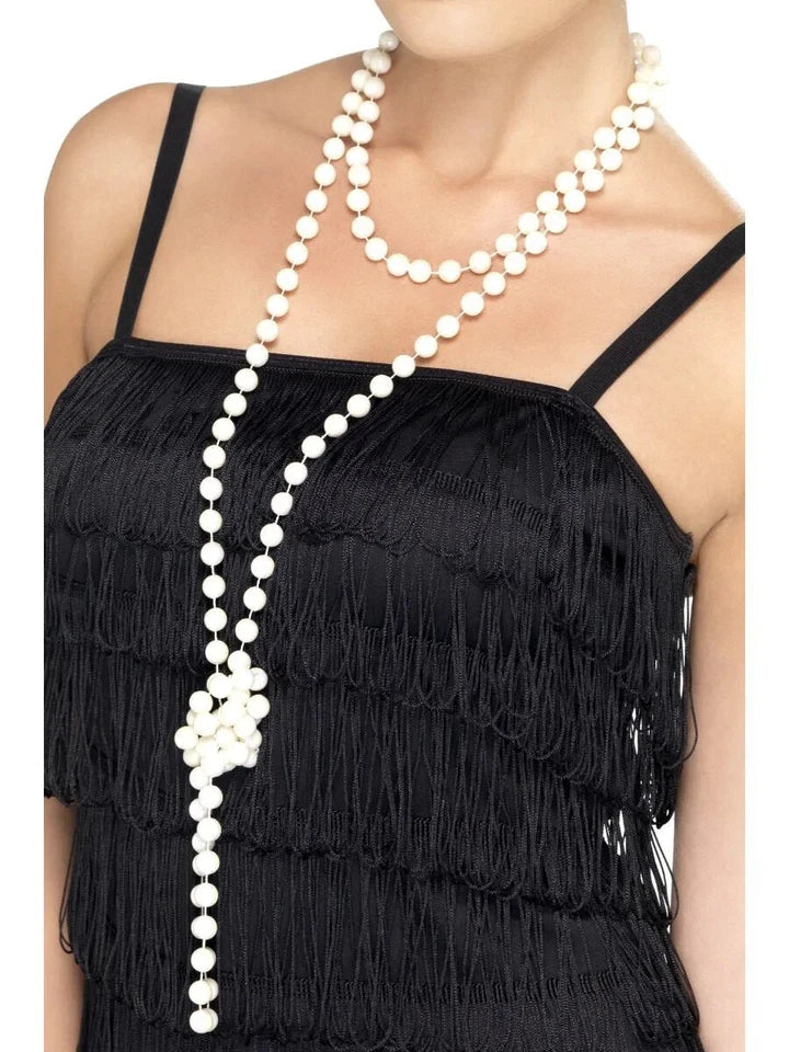 30er Jahre Schmuck weiße Perlenkette Stil Hippie