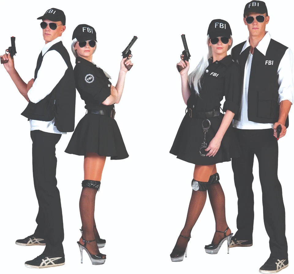 Damen FBI Kostüm – 3-teilig mit Kleid & Basecap Mottoparty