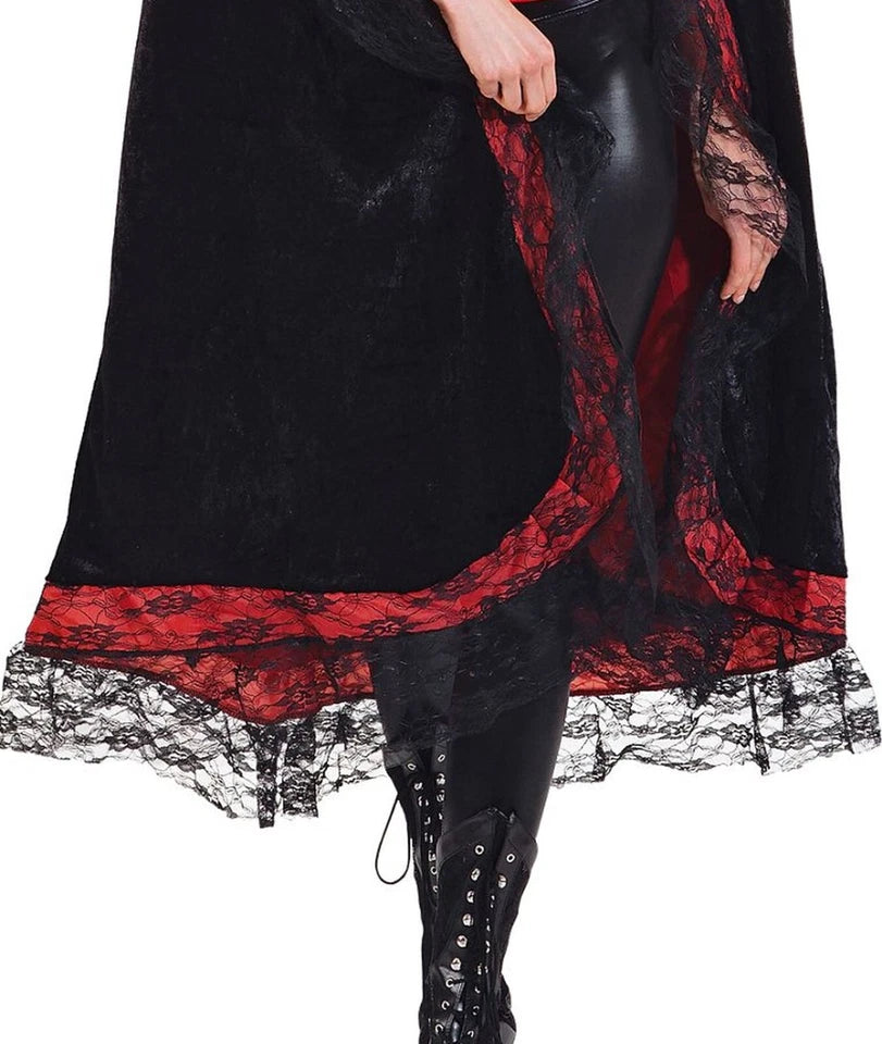 Vampirumhang schwarz rot mit Spitze